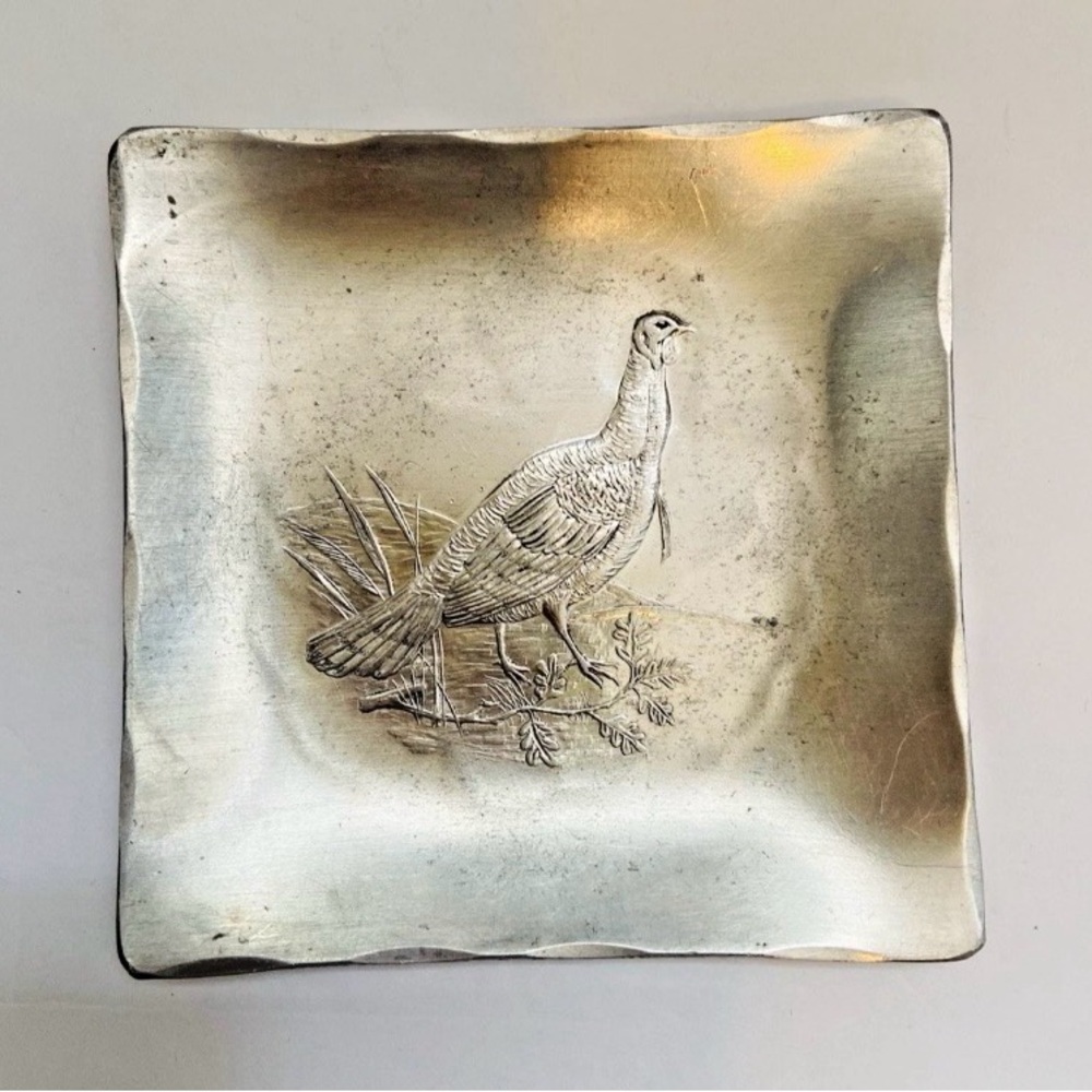 VTG Wendell August Forge Pheasant Bird Aluminum Trinket Dish 4" Grove City